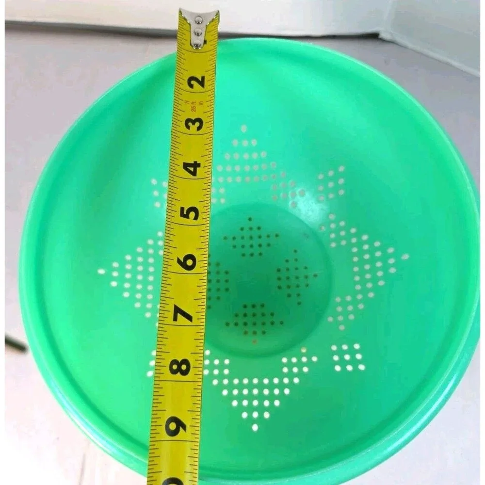 Vintage Tupperware 339-8 Colander Strainer Bowl Jadeite Green Star Pattern